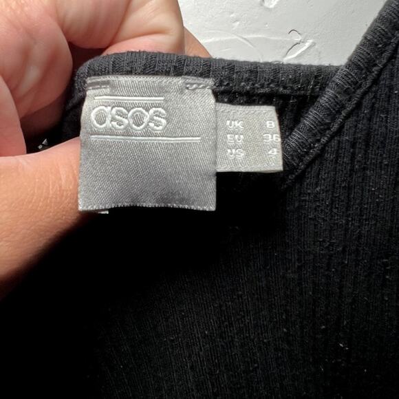 Asos black ribbed y2k basic classic grunge coquette cropped tank top womens 4 - Picture 2 of 5